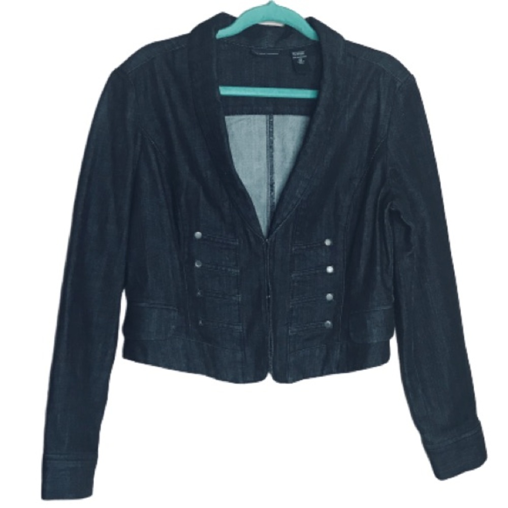 NEW YORK & COMPANY Black cropped denim jacket 12